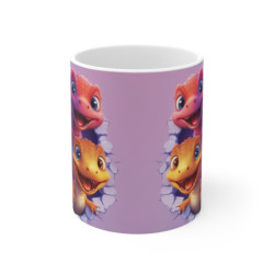 Mug Dino Squad - Tasse en Céramique avec Quatre Dinosaures Adorables, Fun et Couleurs à Vos Matins