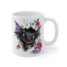 Mug Tasse Dragon Noir Ailé – Bébé Dragon Fantastique, Fleurs & Papillons – Effet 3D Magique
