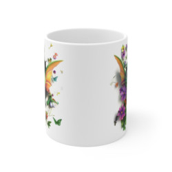 Mug Tasse Bébé Dragon Vert Ailé – Créature Fantastique, Fleurs et Papillons – Tasse Magique 3D