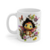 Mug Tasse Bébé Dragon Orange Ailé – Tasse Magique Fantasy avec Fleurs et Papillons – Cadeau Geek Original