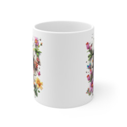 Mug Tasse Bébé Dragon Rouge Ailé – Tasse Fantasy en Céramique avec Fleurs et Papillons – Cadeau Geek Magique