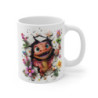 Mug Tasse Bébé Dragon Rouge Ailé – Tasse Fantasy en Céramique avec Fleurs et Papillons – Cadeau Geek Magique