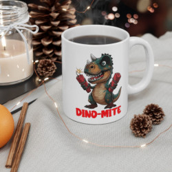 Mug Tasse Dino-Mite – T-Rex Explosif & Fun – Cadeau Humoristique pour Fans de Dinosaures et BD