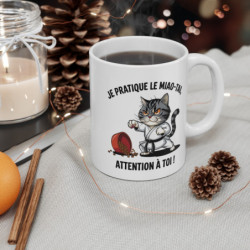 Mug Tasse Drôle Chat Karaté – "Je pratique le Miao-Tai, attention à toi !" – Humour Arts Martiaux & Passion Féline
