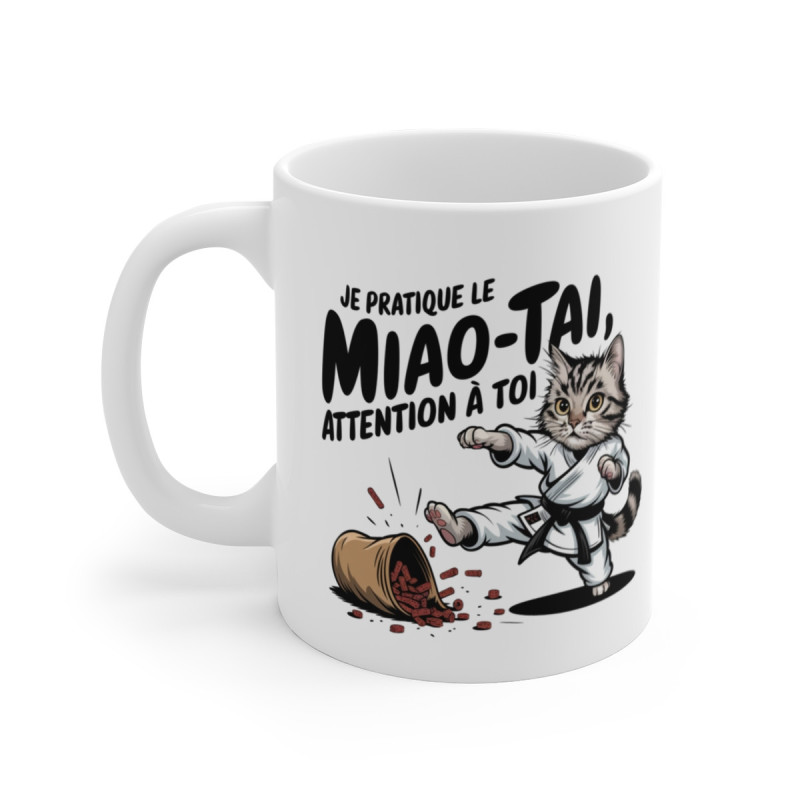 Mug Tase Chat Karaté – "Je pratique le Miao-Tai, attention à toi !" – Humour Drôle Arts Martiaux & Passion Féline
