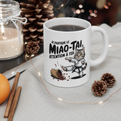 Mug Tase Chat Karaté – "Je pratique le Miao-Tai, attention à toi !" – Humour Drôle Arts Martiaux & Passion Féline