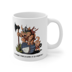 Mug Tasse Drôle Chat Viking – "À l’attaque ! Pour la gloire et les croquettes !" – Humour & Guerrier Nordique