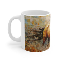 Mug Cheval Puissant - Tasse Équestre Peinture Acrylique - Cadeau Passion Équitation & Art Abstrait