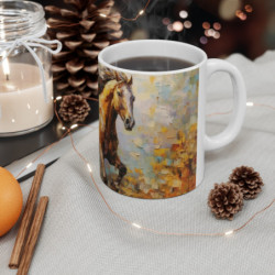 Mug Cheval Puissant - Tasse Équestre Peinture Acrylique - Cadeau Passion Équitation & Art Abstrait
