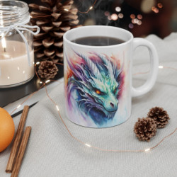 Mug Dragon Mystique - Aquarelle Éblouissante - Design Fantastique et Magique - Cadeau Geek & Fantasy