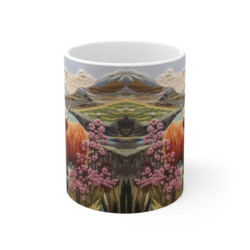 Mug Tasse Art Tissé - Vache Highland Écossaise - Idée Cadeau Paysage - 325ml Céramique