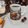 Mug Tasse Art Tissé - Vache Highland Écossaise - Idée Cadeau Paysage - 325ml Céramique