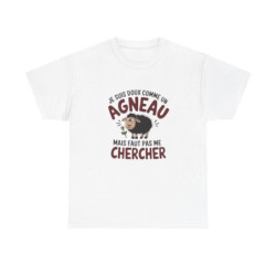 T shirt Humour  Animal Drôle Doux comme un Agneau – Unisexe – Blanc & Gris Tee Shirt
