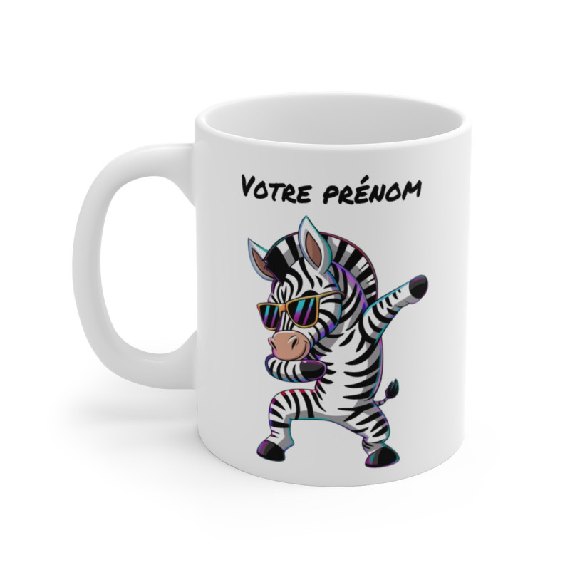 Mug Zèbre Dab avec Lunettes Personnalisable - Tasse Fun et Originale - Cadeau Unique - 325ml
