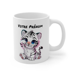Mug Tigre Blanc Mignon - Tasse Céramique 325ml - Idée Cadeau Originale Personnalisable