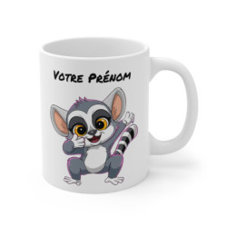 Mug Personnalisable Lémurien Mignon - Tasse Céramique 325ml - Cadeau Original