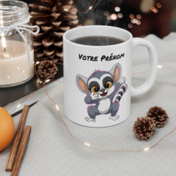 Mug Personnalisable Lémurien Mignon - Tasse Céramique 325ml - Cadeau Original