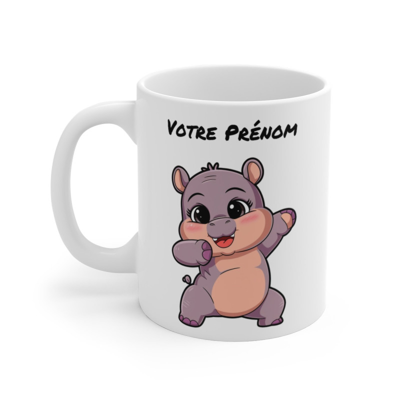 Mug Personnalisable Hippopotame Mignon - Tasse Céramique 325ml - Cadeau Unique et Fun