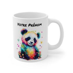 Mug Panda Aquarelle Personnalisable Personnalisé - Tasse Céramique 325ml - Design Coloré et Unique