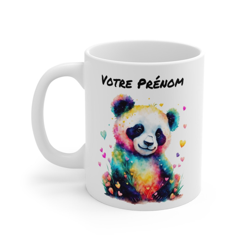 Mug Personnalisé Panda Aquarelle Personnalisable - Tasse Céramique 325ml - Design Coloré et Unique