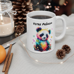 Mug Personnalisé Panda Aquarelle Personnalisable - Tasse Céramique 325ml - Design Coloré et Unique