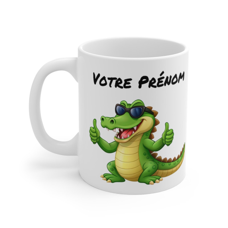 Mug Personnalisable Crocodile Cool – Cadeau Drôle et Unique avec Prénom – Tasse Céramique Originale