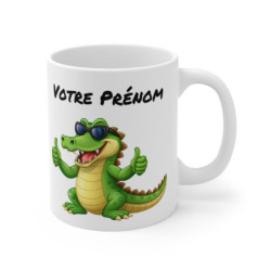 Mug Personnalisable Crocodile Cool – Cadeau Drôle et Unique avec Prénom – Tasse Céramique Originale