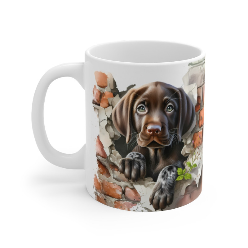 Mug Chien Labrador Effet 3D - Tasse Mur Brisé Trompe-l’Œil Idée cadeau 325ml