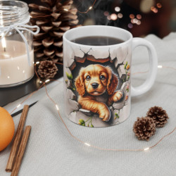 Mug Chien Cavalier King Charles Effet 3D - Tasse Mur Brisé Trompe-l’Œil Idée cadeau pour enfants et adultes