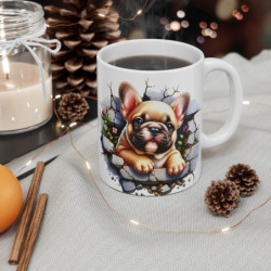 Mug Bouledogue Français Effet 3D - Tasse Trompe-l’Œil Mur Cassé Idée cadeau pour enfants et adultes