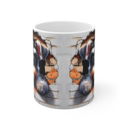 Mug Schnauzer Effet 3D - Tasse Chien Trompe-l’Œil Mur Cassé Idée cadeau pour enfants et adultes