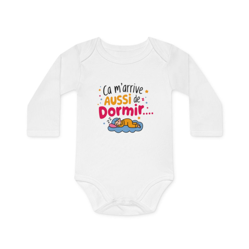Body Bébé "Ça m’arrive aussi de dormir" - 100% Coton - Blanc - 0 à 18 Mois Idée cadeau humour amusant