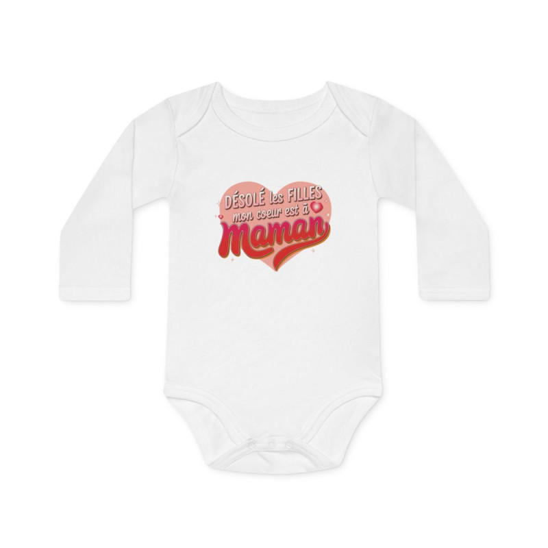 Body Bébé "Désolé les filles, mon cœur est à maman" - 100% Coton - Blanc - 0 à 18 Mois