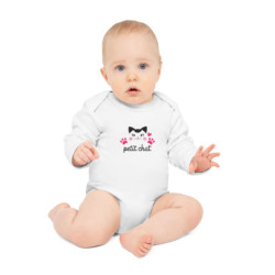 Body Bébé "Petit Chat" - 100% Coton - Blanc - 0 à 18 Mois idée cadeau nouveau né