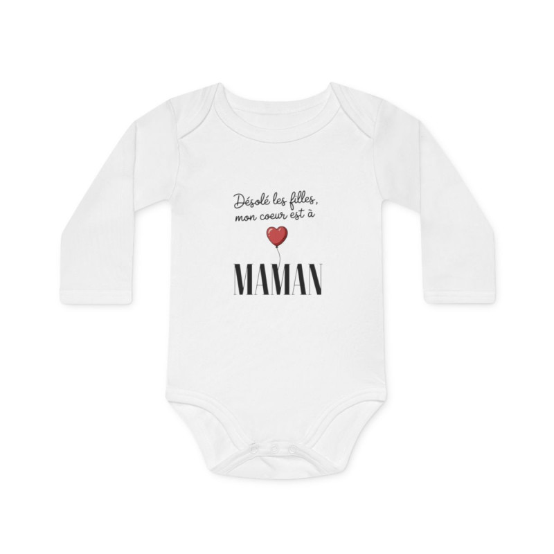 Body Bébé "Mon Cœur est à Maman" - 100% Coton Blanc - 0 à 18 Mois idée cadeau nouveau né