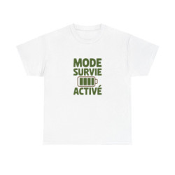 T-shirt Homme Femme Mode Survie Activé  Tee Shirt Drôle Humour Fatigue Quotidienne  Blanc ou Gris S à 3XL  Idée Cadeau Originale