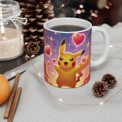Mug Pikachu  – Cœurs, Éclairs et Énergie Positive – Cadeau Geek, Otaku, Fan de Pokémon – 330ml Céramique