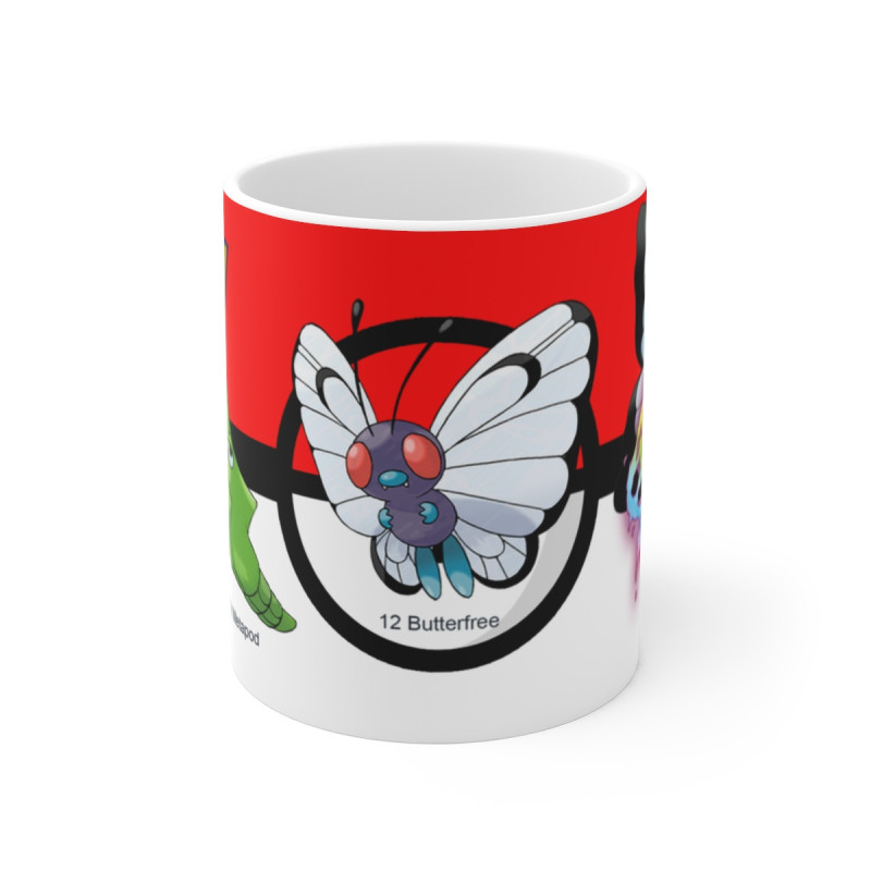 Mug Évolution Pokémon Papilusion – Créature Verte à Ailes Blanches, Univers Japonais Rétro