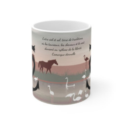 Mug Camargue Éternelle – Croix Camarguaise, Chevaux Sauvages, Flamants Roses & Nature du Sud