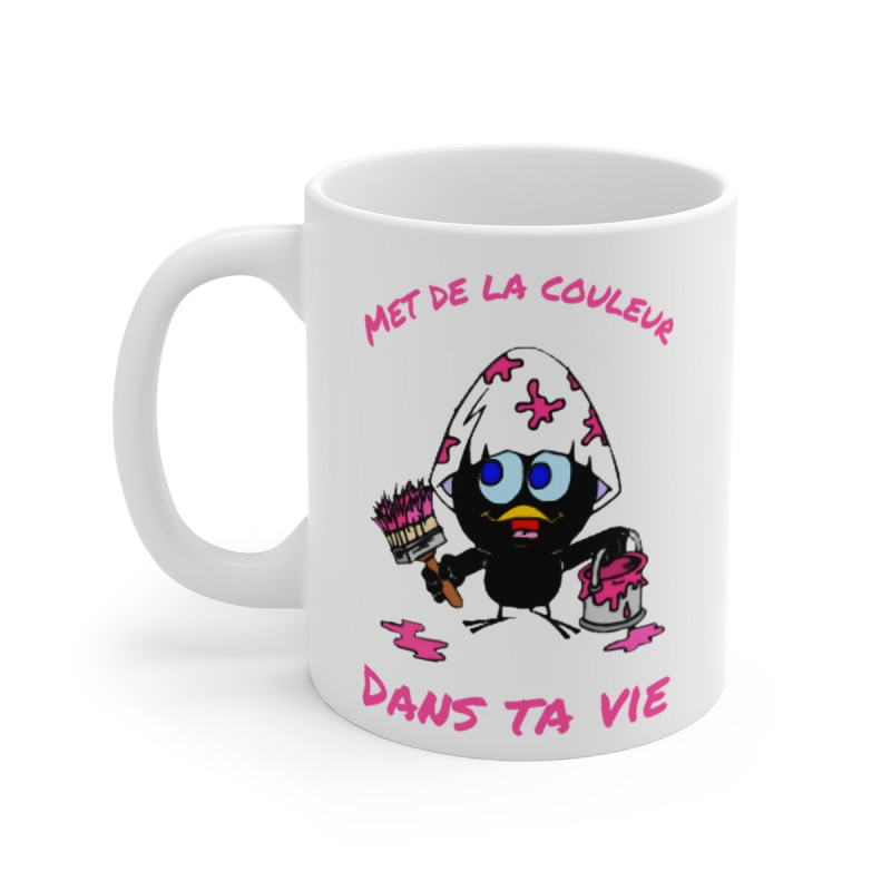 Mug Tasse Calimero Met de la couleur dans ta vie Rose – Idée cadeau rebelle et positif !