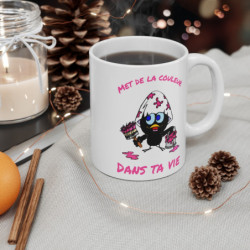 Mug Tasse Calimero Met de la couleur dans ta vie Rose – Idée cadeau rebelle et positif !