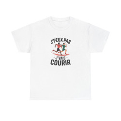 T-shirt course à pied – “J’peux pas, j’vais courir” – Humour sportif tee shirt amusant sport
