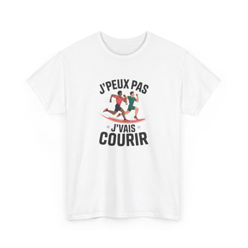 T-shirt course à pied – “J’peux pas, j’vais courir” – Humour sportif tee shirt amusant sport