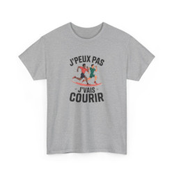 T-shirt course à pied – “J’peux pas, j’vais courir” – Humour sportif tee shirt amusant sport