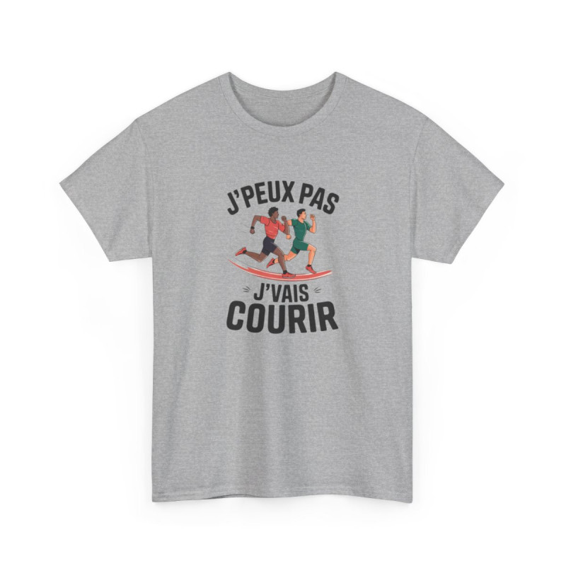 T-shirt course à pied – “J’peux pas, j’vais courir” – Humour sportif tee shirt amusant sport