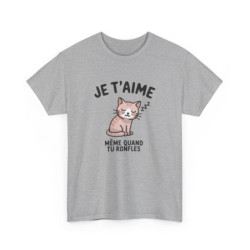 T-shirt mignon “Je t’aime même quand tu ronfles” – Cadeau drôle et tendre pour amoureux des chats tee shirt