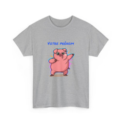 T-shirt cochon personnalisable avec prénom  Tee shirt drôle homme femme  Design fun humour