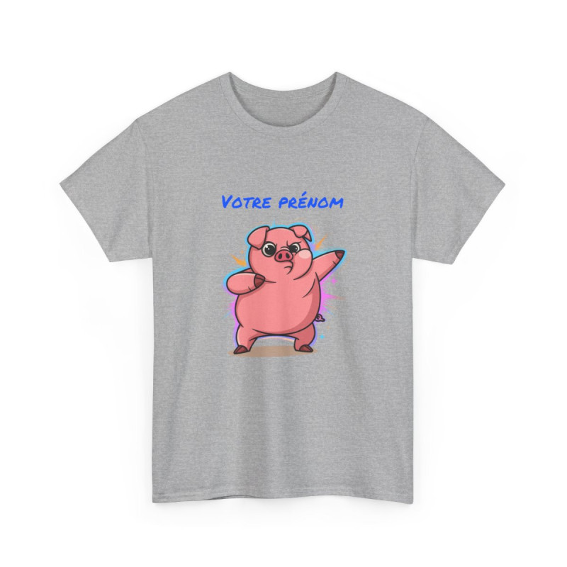 T-shirt cochon personnalisable avec prénom  Tee shirt drôle homme femme  Design fun humour