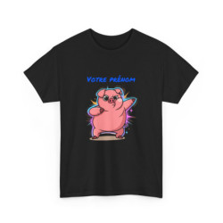 T-shirt cochon personnalisable avec prénom  Tee shirt drôle homme femme  Design fun humour