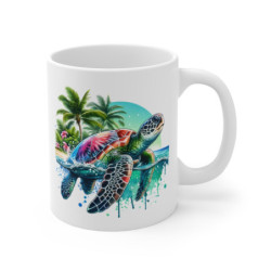 Mug tortue de mer tropicale colorée plage nature mer vacances